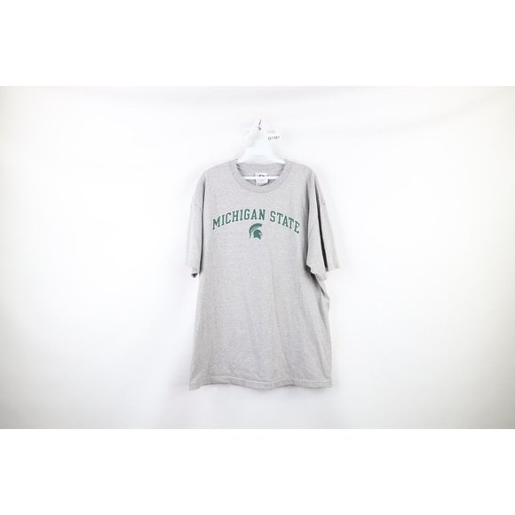 Vintage XL Distressed Block Letter Spell Out Michigan State University T-Shirt - Picture 1 of 12